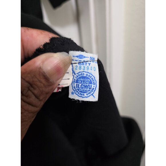 VTG Black Mini Hippie Dress Y2K 80s Boho Rhinestone & Pearl Embellishment 3/4 Sl - Picture 6 of 8